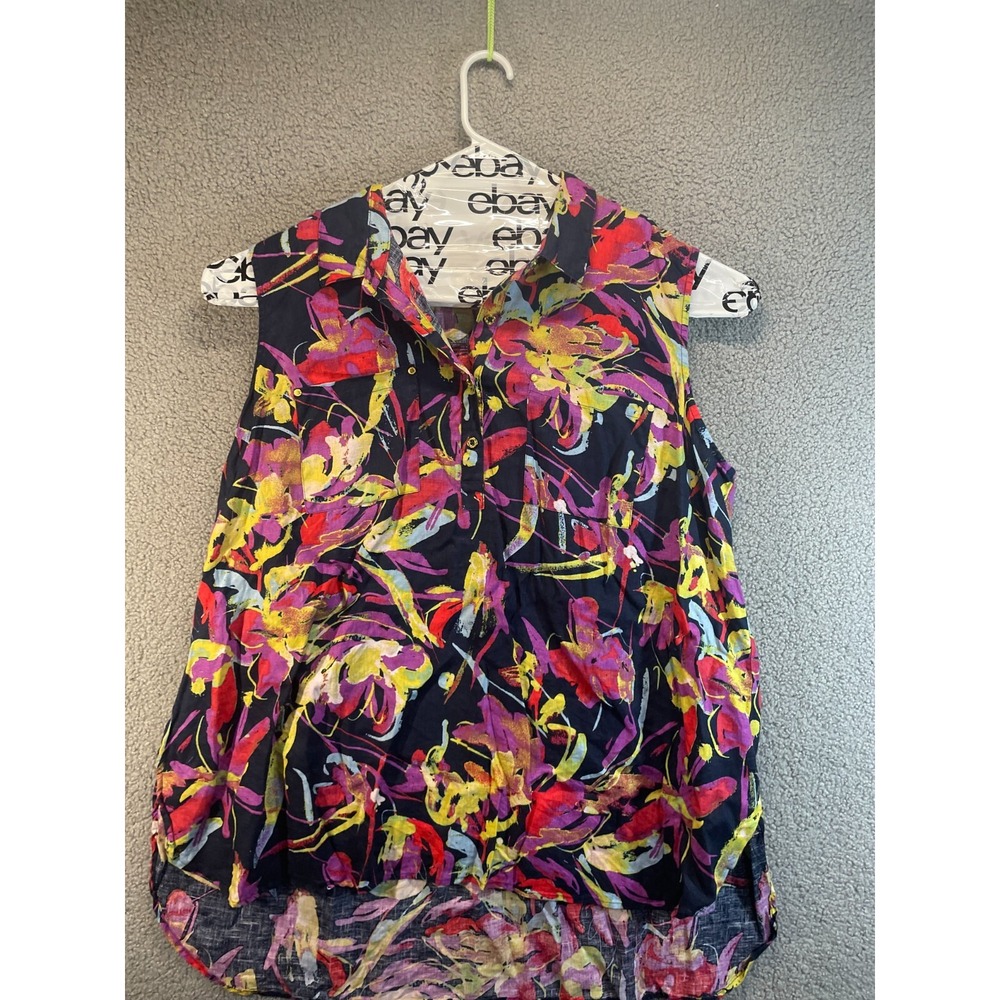 Ellen Tracy  1/4 Button‎ Down Floral Sleeveless Blouse  3X